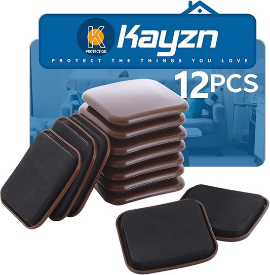 Furniture Sliders, 12pcs 3 inch Square Furniture Moving Kits Carpet Sliders for Moving Furniture, Heavy Duty Furniture Movers - Protect The Carpet Surface, Easily Move Any Items