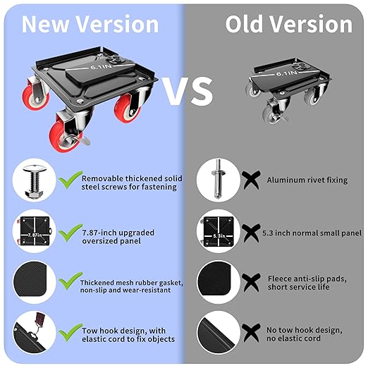 MYUEA【Upgrade Large】 Furniture Dolly,Furniture Movers with 5 Wheels,Carbon Steel Panel Heavy Duty Dolly,Furniture Lifter with 5 360° Rotatable Rubber Universal Wheels,Maximum Load 3747 LBS(Oversize)
