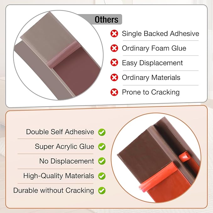 Floor Transition Strip Self Adhesive Vinyl Door Threshold for Doorways Carpet Edging Trim Overlap Edge Reducer for Laminate Floor, Carpet, Tile (Brown, 1/5" to 2/5", 3.3Ft)