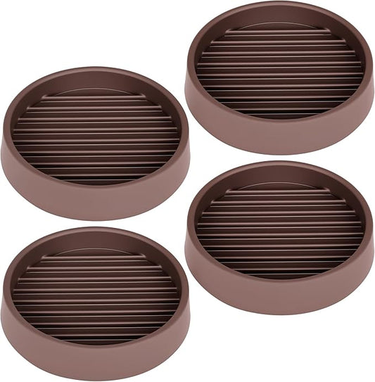 Non Slip Furniture Pads, 2.5” Round Rubber Caster Cups, Anti-Slip Gripper, Anti Slide Furniture Feet Floor Protectors for Bed Couch Stoppers - Brown, 4 Pack