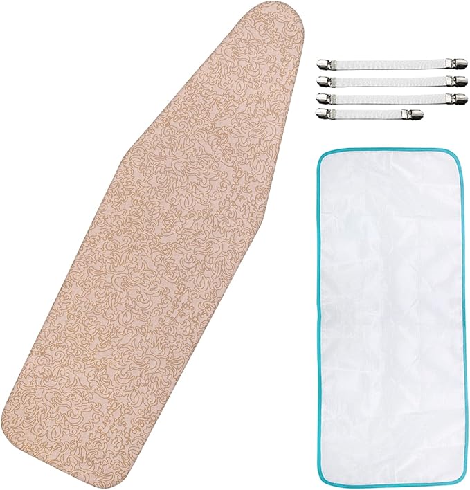 Dalykate Ironing Board Cover 21 x 57 with Scorch and Stain Resistant Thick Padding and Elasticized Edge Ironing Board Covers 4 Fasteners and 1 Protective Scorch Mesh Cloth