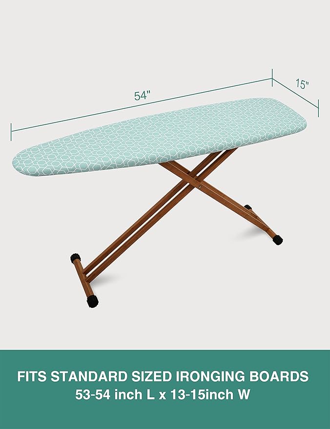 Extra Thick Ironing Board Cover and Pad,15x54 Reflective Silicone Ironing Board Cover Resist Scorching and Staining Standard Size Ironing Board Covers with Padding Elastic Edges 4 Fasteners