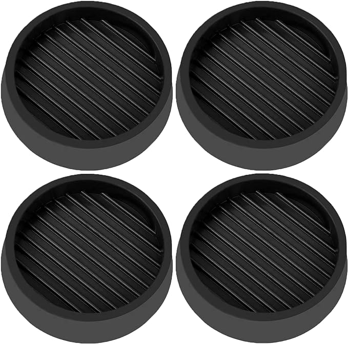 3X3 Round Rubber Caster Cups, Non Slip Furniture Pads, Anti-Slip Gripper, Anti Skid Furniture Feet, Anti Slide Floor Protector for Bed Couch Table Chair Stoppers - Black, 4 Pack
