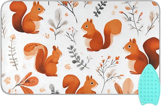 Squirrels and Fall Leaves Ironing Mat for Table top Portable Ironing Pad Blanket for Washer Dryer Countertop Travel