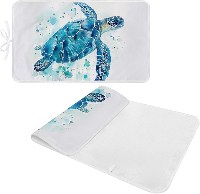 Ironing Mat Thickened Ironing Blanket Sea Turtle Portable Heat Resistant Ironing Pad for Washer,Dryer,Table Top,Countertop,Small Ironing Board
