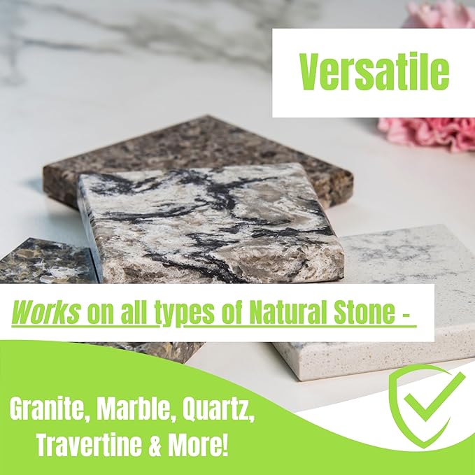 Granite Plus (Cleaner & Sealer) Deep Cleans & Seals All Natural Stone Countertops + Ultimate Grout Cleaner with Brush – Safe for Natural Stone - Acid Free - Lifts Dirt & Stains (2pack)