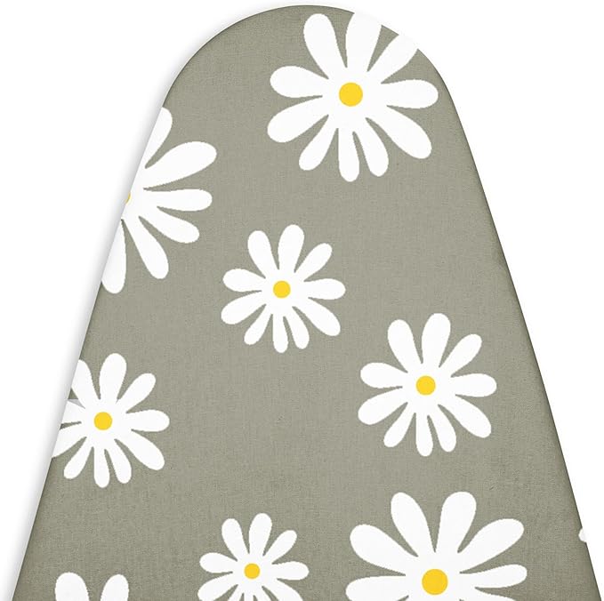 Encasa XO Ironing Board Cover and Pad 28"x12" - Thick 3mm Felt Padding, Drawstring Tightening & Lock, Easy Fit, Scorch & Stain Resistant, Fits Mini Ironing Board - Daisy Grey