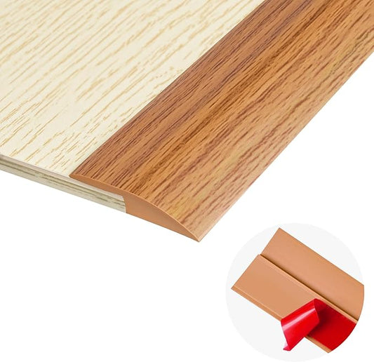 3.3Ft Carpet Floor Transition Strip, Self Adhesive Floor Edging Trim Strip, PVC Threshold Cover for Doorway, Floor Divider Strip Suitable for Threshold Height Less Than 5 mm - Light Brown Coffee