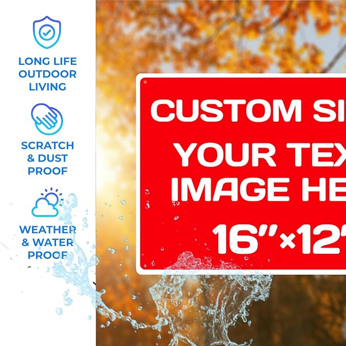 Custom Signs,Aluminum Weatherproof Metal Sign Multiple Sizes Custom Personalized Text And picture Here,hazard sign,garden sign,custom door sign,Customised business signs(16 * 12Inch)