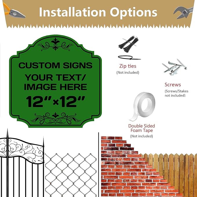 Personalized Aluminum Metal Signs - Weatherproof, Custom Text & Picture, Multiple Sizes, Hazard, Garden, Custom Door & Business Signs