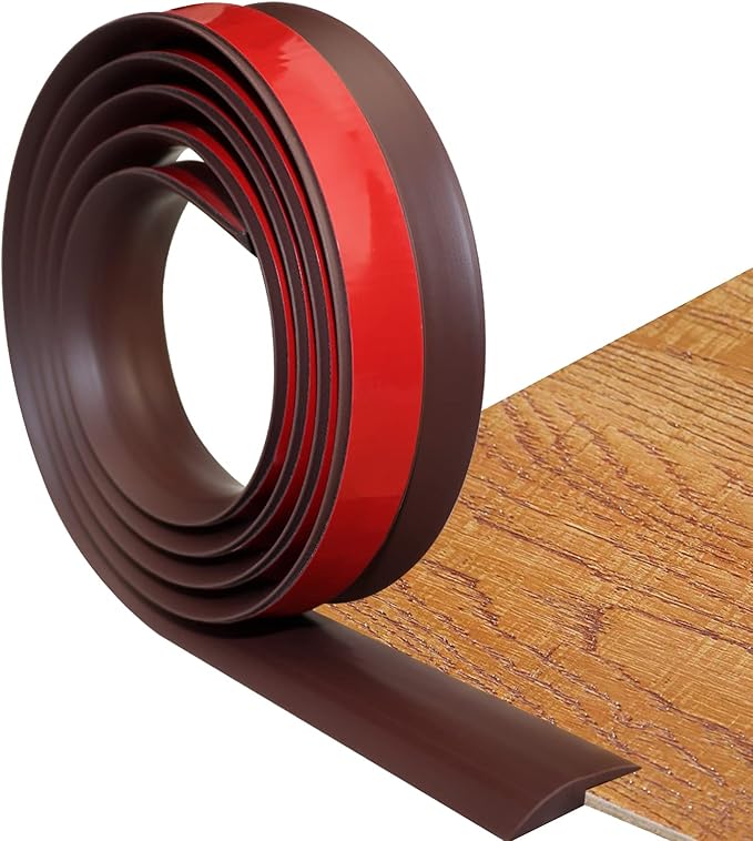 Floor Transition Strip Self Adhesive Carpet & Flooring Transitions Edging Trim Strip PVC Threshold Transitions Suitable for Threshold Height Less Than 5mm (10Ft, Brown)