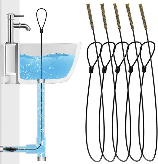 30 Inches Drain Snake Hair Clog Remover, Upgraded Anti-break Metal Plumbing Snake with Nylon Layer, Drain Hair Remover for Shower Drain, Bathroom Clogs, Kitchen Sink Drain Cleaning(5 Pack)