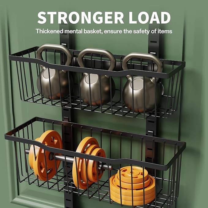 Over The Door Organizer，8-Tier Over The Door Pantry Organizer with Adjustable Baskets，Metal Hanging Pantry Organizers and Storage for Kitchen, Back of Door Seasoning Rack (Black)