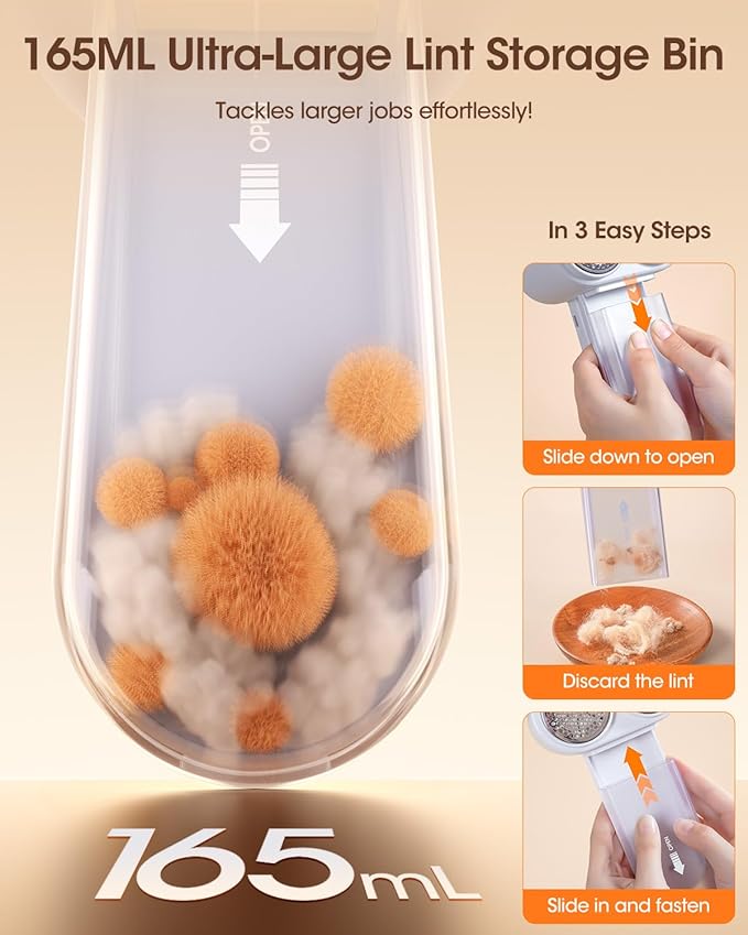 Fabric Shaver and Lint Remover, 6 Stainless Steel Blades, Dual-Head Rechargeable Sweater Shaver with LED Display, 3 Speeds, Electric Defuzzer for Clothes, Fuzz, Pills and Furniture