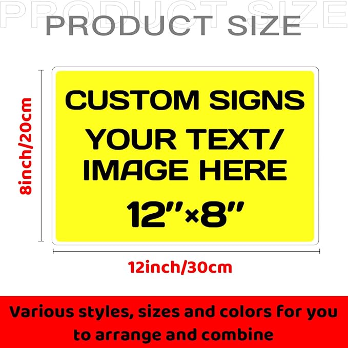 Personalized Aluminum Metal Signs - Weatherproof, Custom Text & Picture, Multiple Sizes, Ideal for Hazards, Gardens, Doors & Businesses