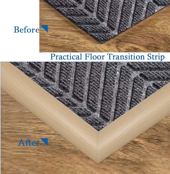 Floor Transition Strip Self Adhesive Carpet & Flooring Transitions Edging Trim Strip PVC Threshold Transitions Suitable for Threshold Height Less Than 5mm (3.3Ft, Wood Grain Beige-New)
