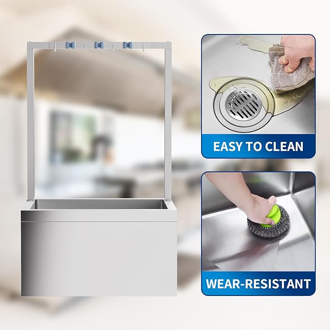 TONGMO Stainless Steel Floor Mop Sink, Mop sink with Cleaning Tool Rack | 19" x 22" x 12"