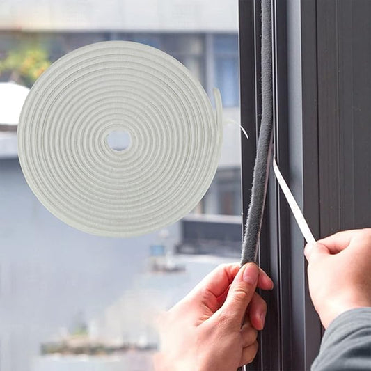65FT Brush Weather Stripping, Neat Pile Self Adhesive Seal Strip for Windows and Door, Weatherstrip for Soundproofing, Windproof, Dustproof, Stronger Stickiness, 0.35'' Wide x 0.35'' Thick, White