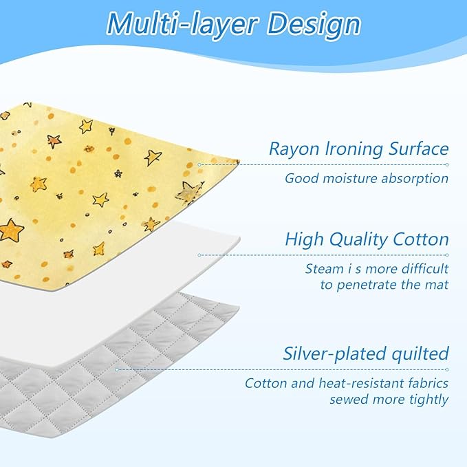 Golden Stars and Dots Ironing Mat for Table top Portable Ironing Pad Blanket for Washer Dryer Countertop Travel