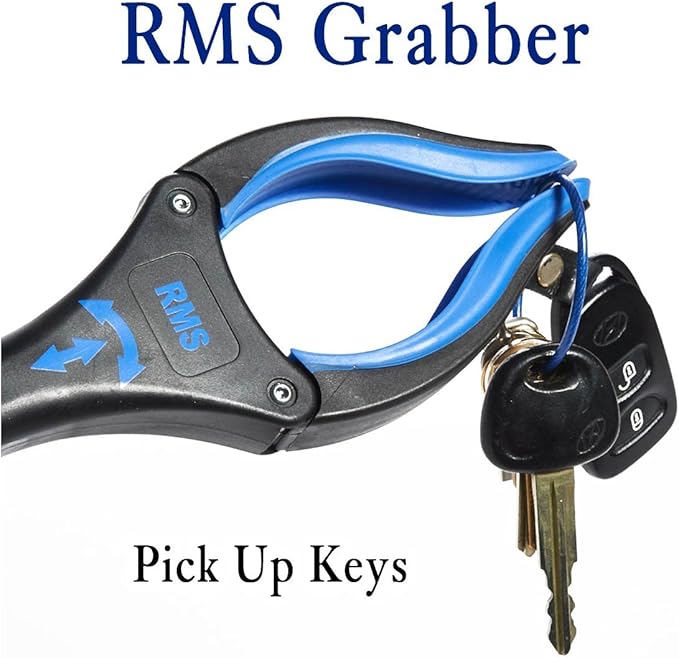 RMS 2-Pack 32 Inch Extra Long Grabber Reacher with Rotating Jaw - Mobility Aid Reaching Assist Tool (Blue)