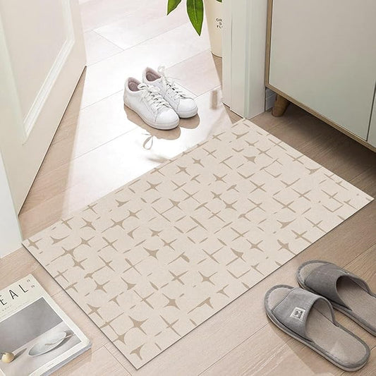 Ultra Thin Door Mat Indoor Entrance, 1/10 in Thin Door Mats for Inside Entry, Non-Slip Rubber Backing Washable Doormat, Fade Resistant, Absorbent, Low Profile Dirt Trapper, 30"X17"