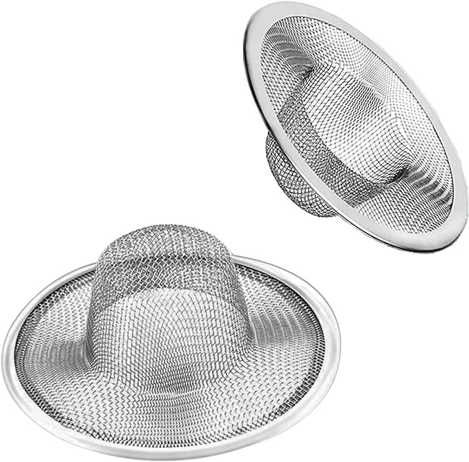 2pcs Heavy Duty Stainless Steel Slop Basket Filter Trap,3.54" Top / 1.65" Mesh Metal Sink Strainer,Perfect for Kitchen Sink/Bathroom Bathtub Wash Basin Floor Drain Balcony Drain Hole,Utility