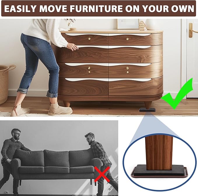 new space 8 Pack Furniture Sliders, 4.7 Inch Sliders for Furniture on Carpet for Sliding Heavy Furniture, Furniture Sliders for Carpeted Floors - Safeguard Carpeted Floors!