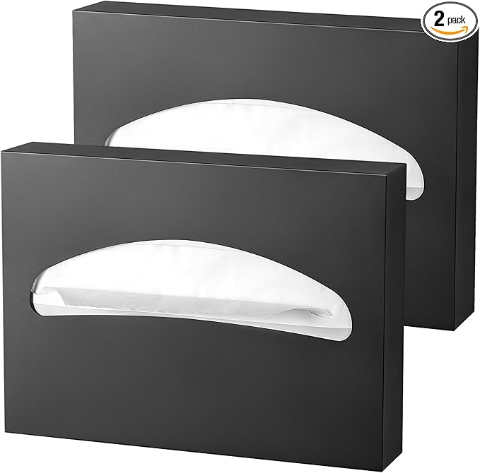 2 Packs Toilet Seat Cover Dispenser Wall Mounted Stainless Steel Matte Black