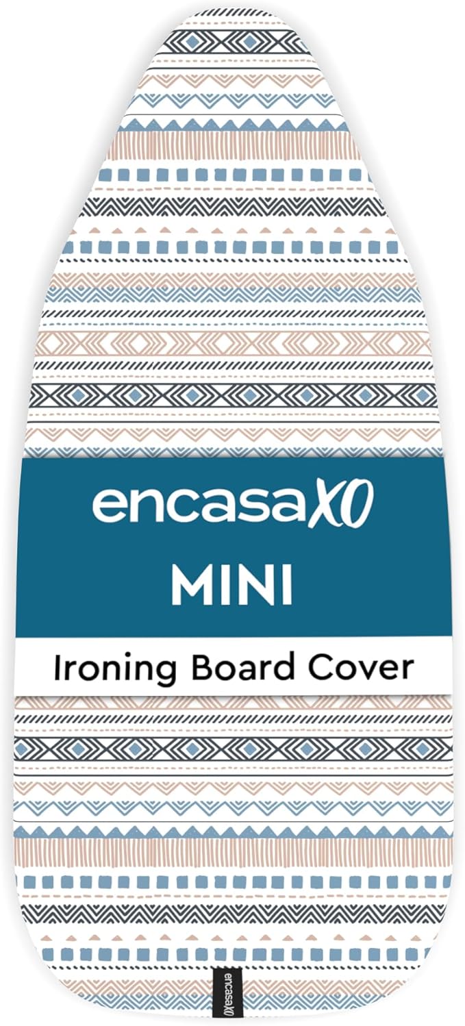 Encasa XO Ironing Board Cover and Pad 28"x12" - Thick 3mm Felt Padding, Drawstring Tightening & Lock, Easy Fit, Scorch & Stain Resistant, Fits Mini Ironing Board - Aztec