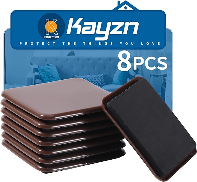 Furniture Sliders, 8pcs 4.7 inch Square Furniture Moving Kits Carpet Sliders for Moving Furniture, Heavy Duty Furniture Movers - Protect The Surface of Carpet, Easily Move Any Items!