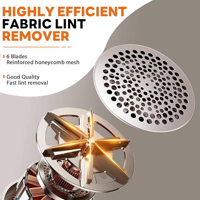 Fabric Shaver - Ziitty Lint Remover for Clothes, Sweater Defuzzer with LCD Display, 3-Speeds, 6-Blade, Type-C Rechargeable, Sweater Shaver to Remove Pilling Fuzz Lint Balls Pills for Clothes Furniture