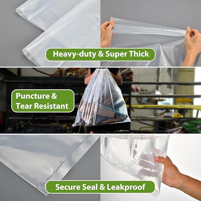 Dust Collector Bags 12pcs two-sided 7mil 19.5" diameter (31" width x 40" length) for Harbor Freight Central Machinery 35 and 70 Gallon Dust Collector (12)