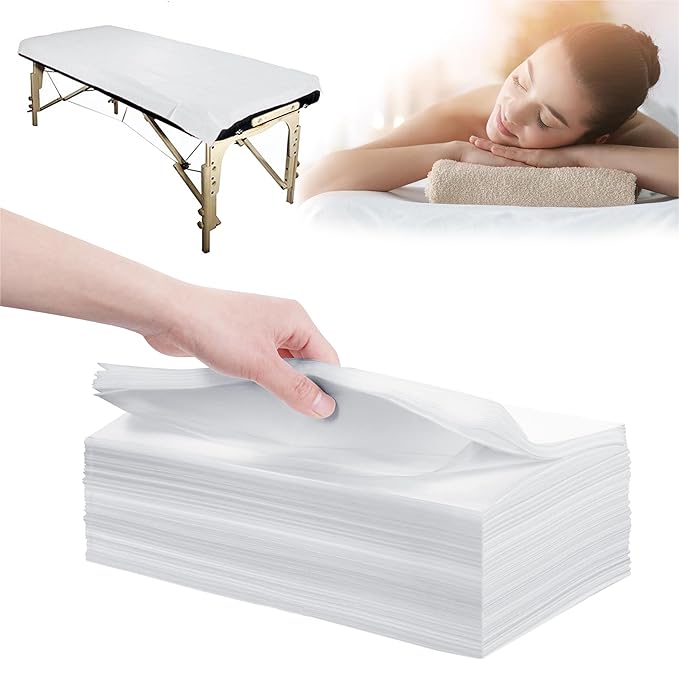 31" x 71" Disposable Bed Sheets for Massage Table Waterproof Massage Table Sheet Soft Non Woven Fabric SPA Bed Cover Breathable for Massage Beauty Tattoos 50PCS (White)