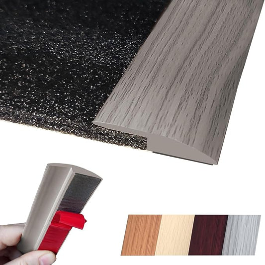 Floor Transition Strip Self Adhesive Carpet Wood Tile Vinyl Flooring Laminate Transition Cover Edge Trim Gap Doorway Threshold for Uneven Floors Heights Within 5 mm (120 inches, Gray Forest)