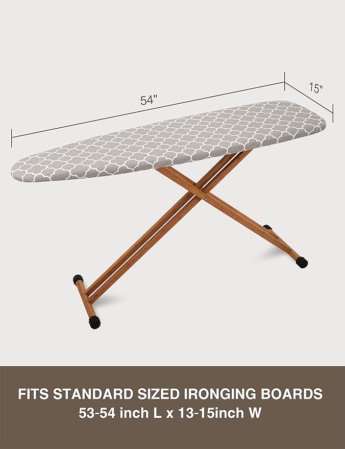 Extra Thick Ironing Board Cover and Pad, Resist Scorching and Staining, 15x54 Reflective Silicone Ironing Board Cover, Elastic Edges, 4 Fasteners, Protective Scorch Mesh Cloth