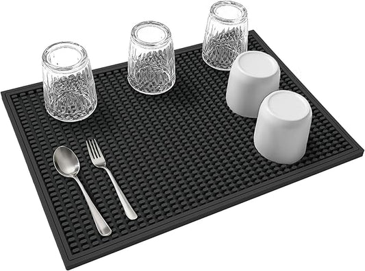 dish drying mat - 18" x 12" Black silicone drying mat , kitchen counter dish drying mats,rubber dish drying mat, Applies to bar mat、coffee mat
