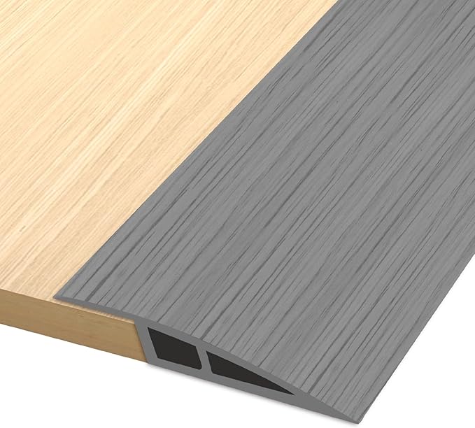 Vinyl Door Threshold Flooring Transition Strip Self Adhesive Carpet Edging Strip for Laminate Doorway Edge Threshold from 2/5" to 3/5" (Light Gray Wood Grain, 3.3 Ft)