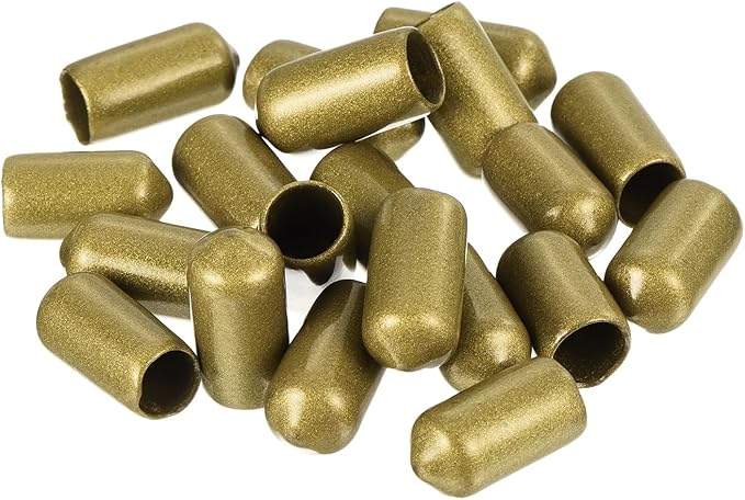 uxcell 20pcs Rubber End Caps 7.5mm ID Vinyl Round Tube Bolt Cap Cover Thread Protectors Gold