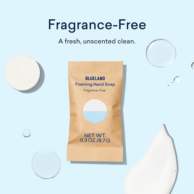 BLUELAND Foaming Hand Soap Refill Tablets, 10-Pack, Fragrance Free, Eco Friendly Cleaning Products, 10 x 9 Fl oz