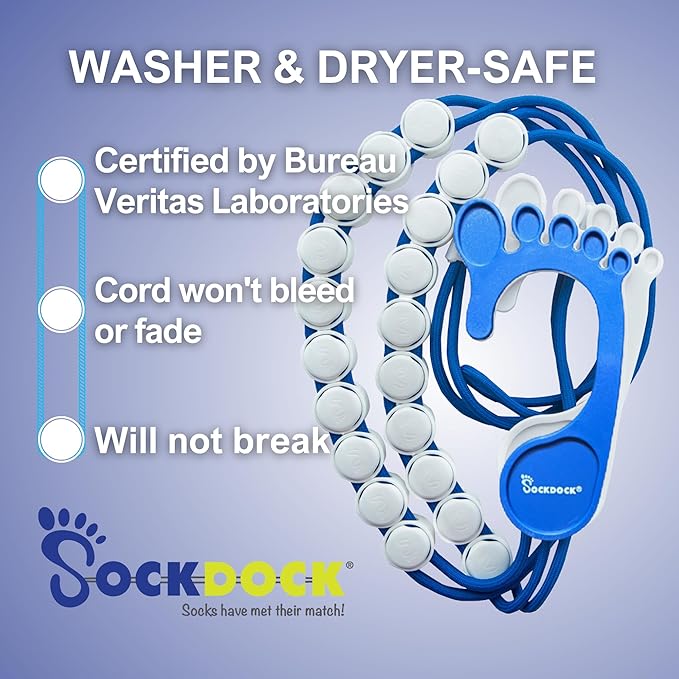 Sock Laundry Solution for Washing Drying & Storing Socks in Pairs, Clip & Hold Socks in Washer Dryer & Closet 2-Pack