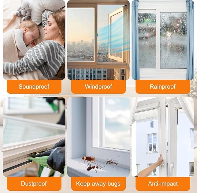 65FT Brush Weather Stripping, Neat Pile Self Adhesive Seal Strip for Windows and Door, Weatherstrip for Soundproofing, Windproof, Dustproof, Stronger Stickiness, 0.35'' Wide x 0.35'' Thick, White