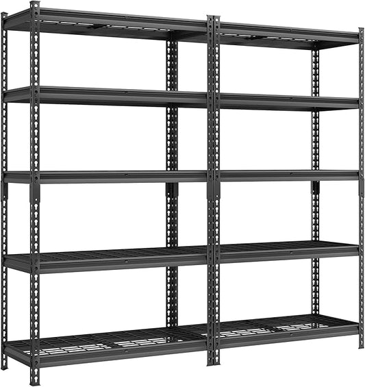 SONGMICS 5-Tier Storage Shelves, Heavy-Duty Garage Shelving, Adjustable Shelving Unit, Steel Shelf, Boltless Assembly, for Garage, 2,250 lb Load, 18 x 72 x 72 Inches, Ink Black UGLR453B02