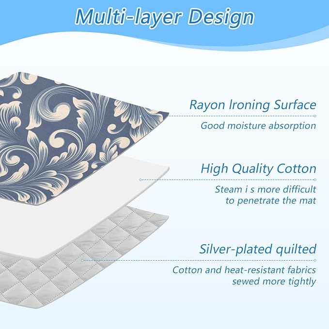 Ironing Mat for Table top Portable Ironing Pad Blanket for Washer Dryer Countertop Travel Damask