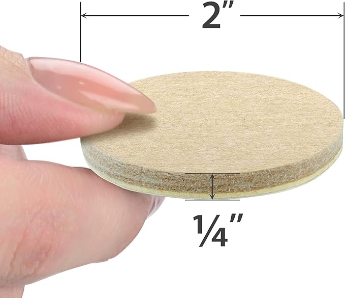 16 Heavy-Duty Felt Furniture Pads 2” 1/4” Thick X-Protector! Round Felt Pads for Furniture Feet - The Best Felt Floor Protectors for Furniture to Prevent Scratches. Protect Your Hard Floor! (Beige)