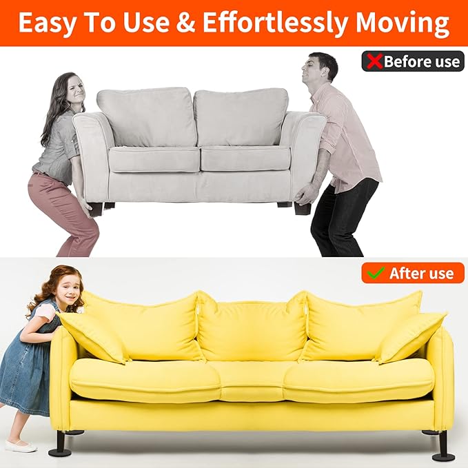 Ezprotekt 3.5" Felt Furniture Movers Sliders for Hardwood & Vinyl Floors, 16 Pcs Round Reusable Felt Furniture Moving Pads for Heavy Duty Sofa Bed Couch Cabinet, Move Items and Quickly (Beige)