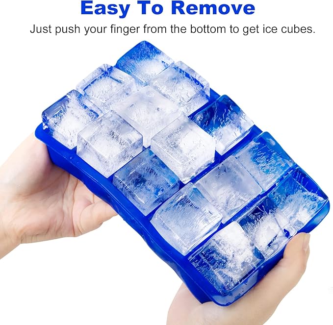 Ozera 2 Pack Silicone Ice Cube Tray, Ice Cube Trays for Freezer, Easy Release Silicone Ice Cube Molds for Whiskey, Cocktail, Chocolate