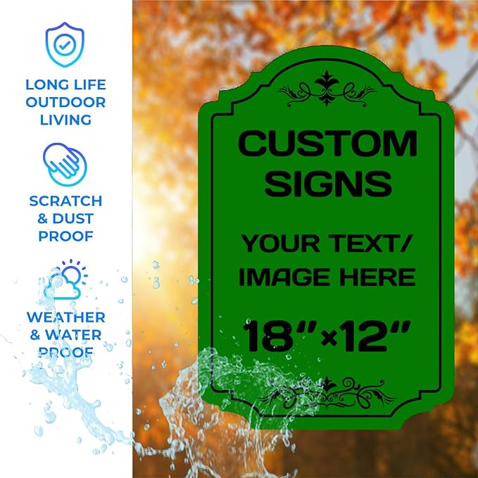 Personalized Aluminum Metal Signs - Weatherproof, Custom Text & Picture, Multiple Sizes - Hazard, Garden, Custom Door & Business Signs
