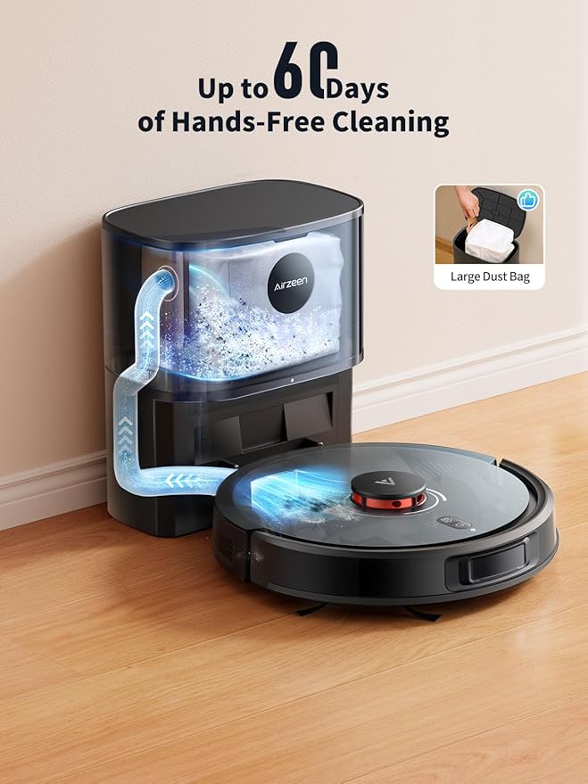 Robot Vacuum and Mop, Self-Emptying Robot Vacuum Cleaner with 5000Pa Suction, Laser Navigator with Smart Mapping Robotic Vacuums, 150Mins Runtime,Schedule,App Alexa Control for Carpet/Pet Hair,Q10 pro