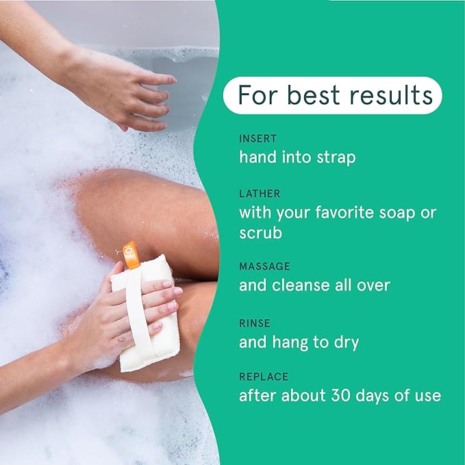 Cleanlogic Organic Cotton Exfoliating Body Scrubber, Reusable Exfoliator Tool for Smooth and Softer Skin, Daily Skincare Routine, Natural, 3 Count Value Pack