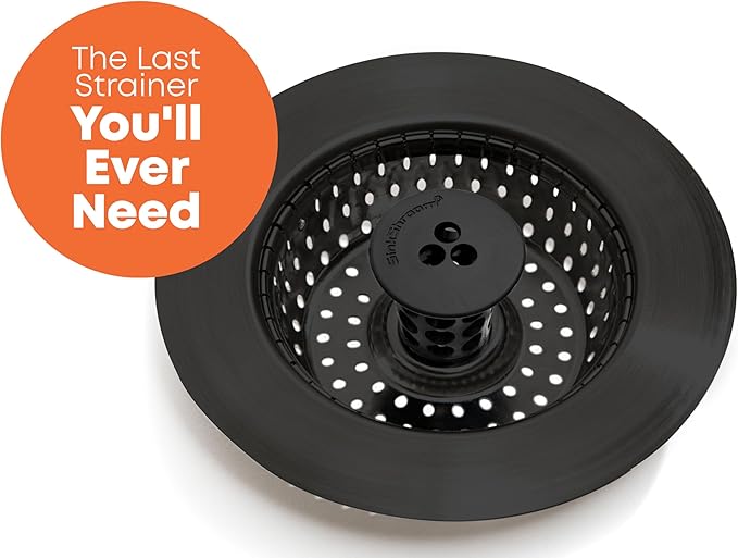 Kitchen SinkShroom Clog-Free Kitchen Sink Drain Strainer with Stopper - Sink Protector for Kitchen Sink, Stainless Steel, Matte Black